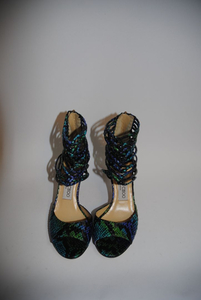 Jimmy Choo Blue Green Snakeskin Ankle Sandals