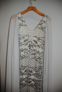 MNK Atelier Ivory and silver evening gown