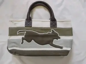 Rare Vintage LL Bean Tote Bag - Dogs & Stripes