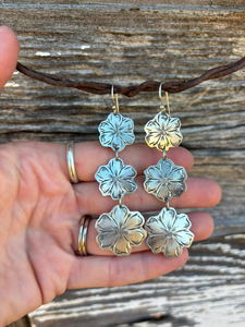 Clement Silver Engraved Flower Earrings