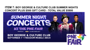 20 tickets to BOY GEORGE & CULTURE CLUB at the PNE