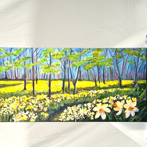 Parsons Daffodil Field Oil on Canvas 12"x24"