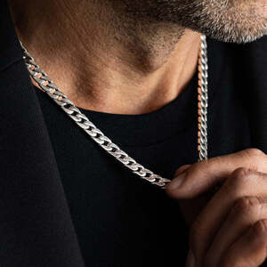 ORO Jewelry Sterling Silver 20” Men's Silver Curb