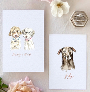 Custom watercolor pet portrait by Kristen Baker