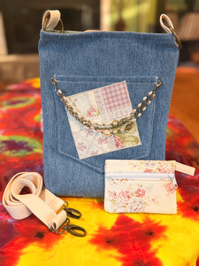 Denim Crossbody Bag with Patch Pockets