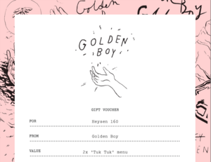 Golden Boy Tuk Tuk Menu for 2