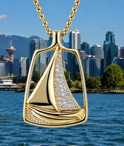 18K YELLOW GOLD DIAMOND SAILBOAT PENDANT