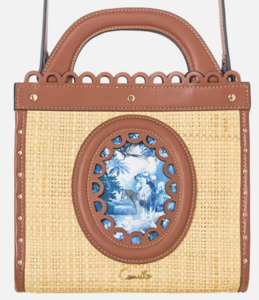 Camilla Raffia Mini Tote With Leather Trims