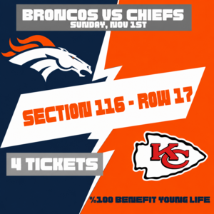 Denver Broncos vs Chiefs 4 Tickets -  Row 17