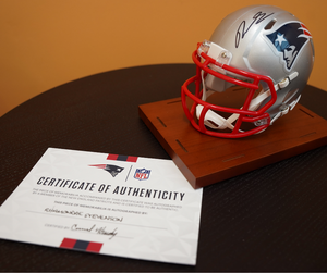 004 Patriots Signed Mini Football Helmet + Tickets
