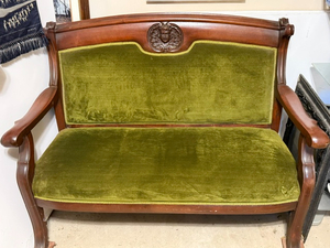 Antique Velvet Settee Bench