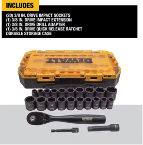 DEWALT 23 PIECE 3/8" DRIVE COMBINATION IMPACT SOCK