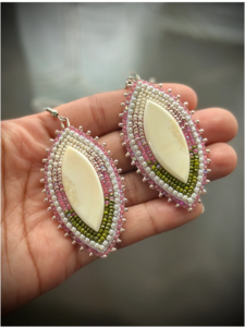 Beaded Walrus Ivory Earrings
