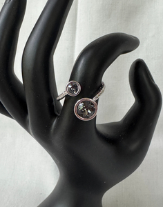 034. Black Diamond Crystal Bypass Ring