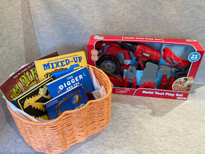 Children's Construction Book and Toy Basket