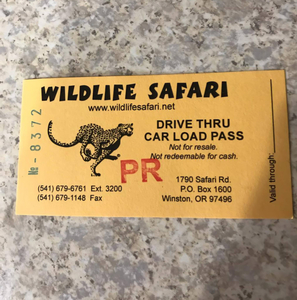 38 Wildlife Safari Drive Thru Car Load Pass