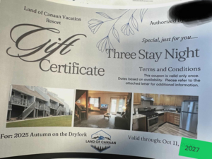 3 night stay at Land of Canaan