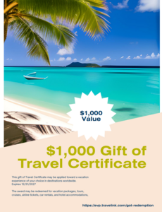 $1,000 Travel Voucher