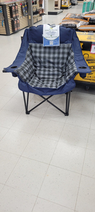 Navy Plaid Heated Camping Chair