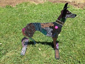 Unique Hand-Painted Wooden Greyhound