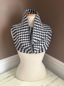 Black and White Houndstooth Infinity Scarf