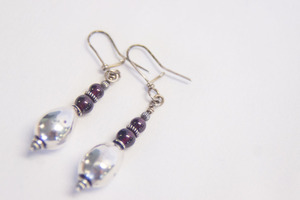 Garnet Drop Bead Earrings