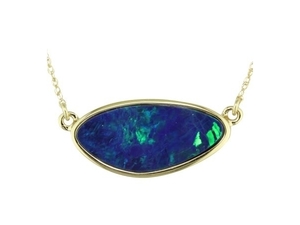 14K Gold Australian Opal Doublet Necklace