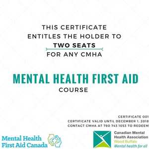 2 Seats At Any CMHA Mental Health First Aid