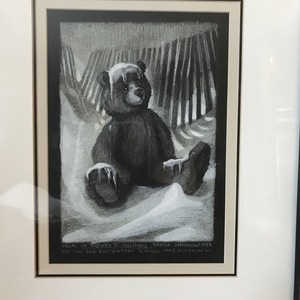 Famous Author's Adorable Framed Teddy Bear Drawing