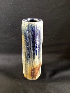 Hexagonal Vase with Blue