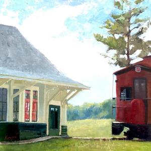 "All Aboard "Sweet Briar Train Station Painting