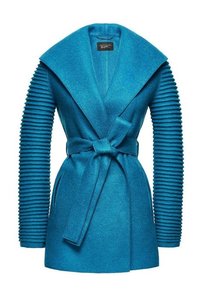 SENTALER Wrap Coat With Ribbed Sleeves