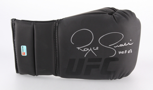 Main 1523907503 royce gracie signed ufc boxing glove inscribed hof 03 pa coa pristineauction.com s300