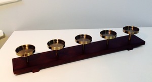 Stainless and Wood Candle Holder