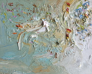 Beach flow plein air oil on oil paper 45cm x 50cm framed david k wiggs 2017 1 s300