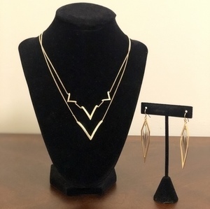 Gold Necklace and Earrings