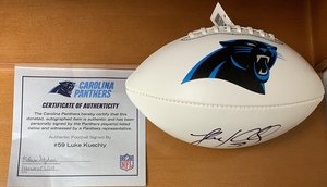 Luke Kuechly Autographed White Panel Football