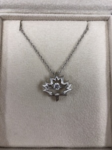 Sterling Silver Cubic Zirconia Maple Leaf Necklace