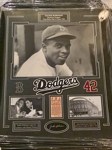 Jackie Robinson 1st Game 1947 Dodgers 25x32 Framed