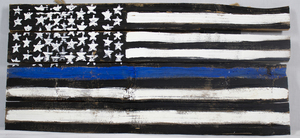 Wooden Blue Line Flag