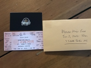 4 Moncton Magic basketball tickets January 2, 7pm