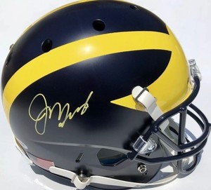 Autographed Jim Harbaugh MI Helmet