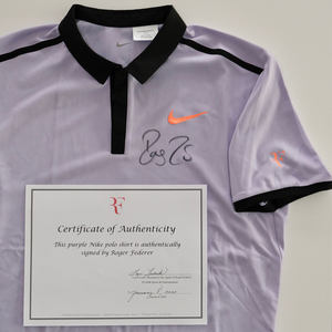 Nike tennis shirt, signed by Roger Federer