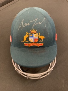 Signed Aaron Finch Aussie Helmet