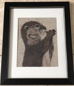 Otter Wool Painting by K. Whritner