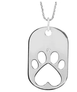 #209 Sterling Diamond Dog Tag Necklace