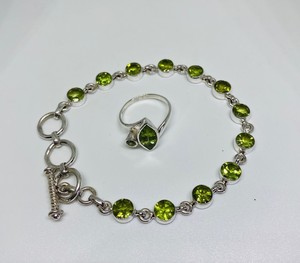 Sterling Toggle Bracelet & Ring Peridot