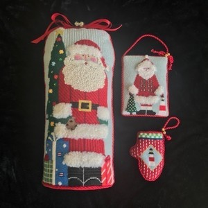 Needlepoint Santa and Ornaments