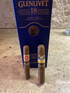 Aged Cuban Cigar and Glenlivet 18 Scotch