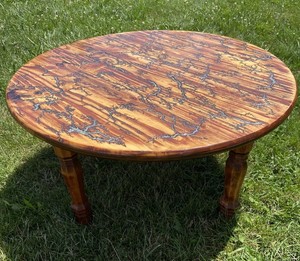 Red Mahogany Fractal Burnt Table